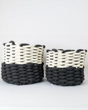 Load image into Gallery viewer, Cotton Rope Basket in White/Grey Set of 2
