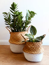 Load image into Gallery viewer, Tonga Seagrass Basket Natural &amp; White
