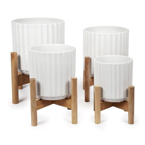 Ridge Pots on Stands White